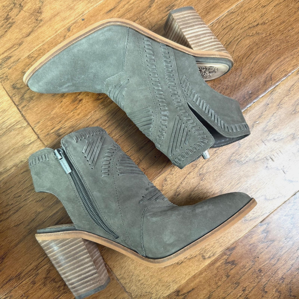 Vince Camuto Binks Whipstitch Ankle Boot Booties Slingback Zip Heeled 8M/38 EUC